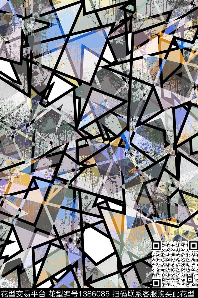 抽象男装户外家居服数码印花华亿平台下载（图片编号: 1386085） - 瓦栏（Walan）