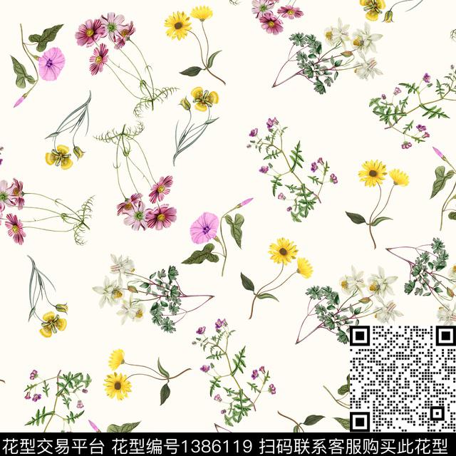 花卉大牌风小碎花数码印花华亿平台下载（图片编号: 1386119） - 瓦栏（Walan）