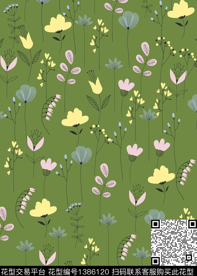 花卉大牌风小碎花数码印花华亿平台下载（图片编号: 1386120） - 瓦栏（Walan）