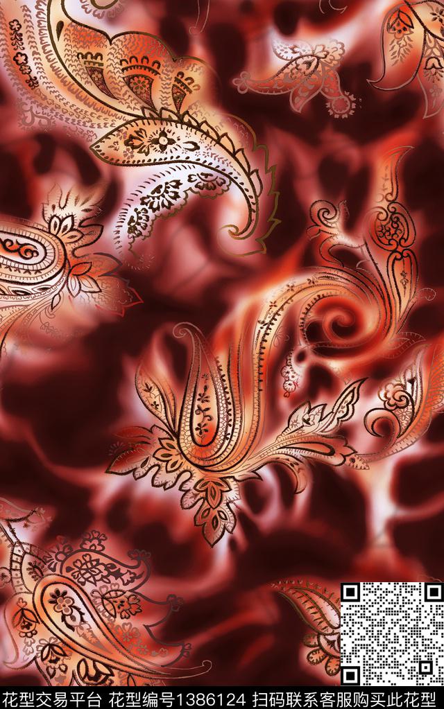 几何民族风大牌风数码印花华亿平台下载（图片编号: 1386124） - 瓦栏（Walan）