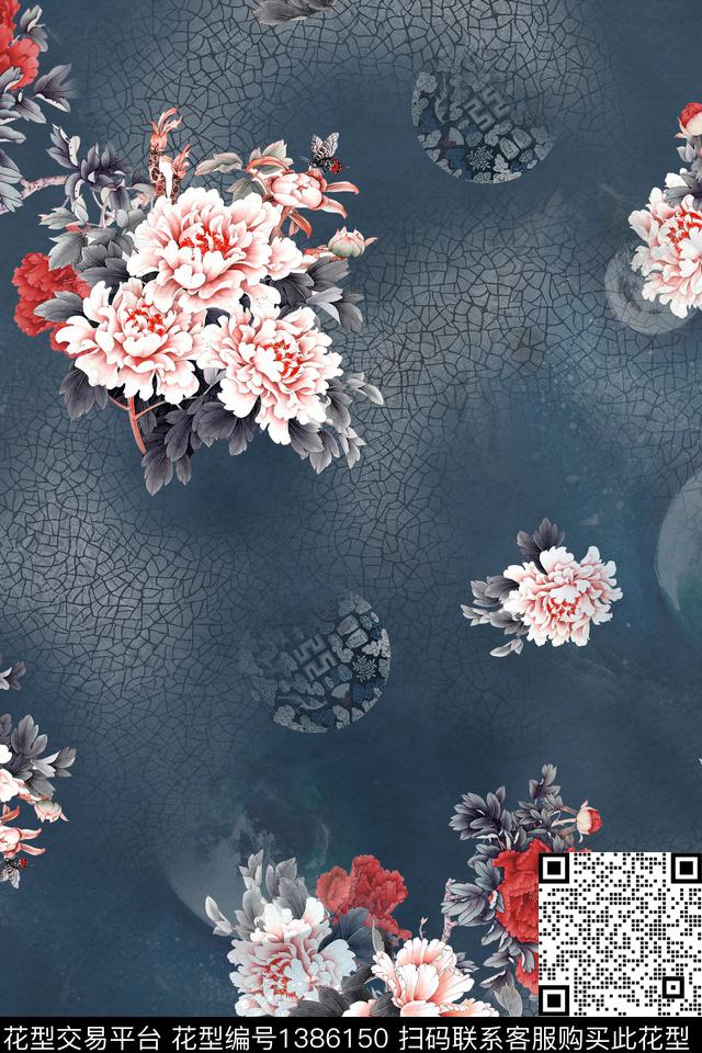 香云纱中国风真丝数码印花华亿平台下载（图片编号: 1386150） - 瓦栏（Walan）