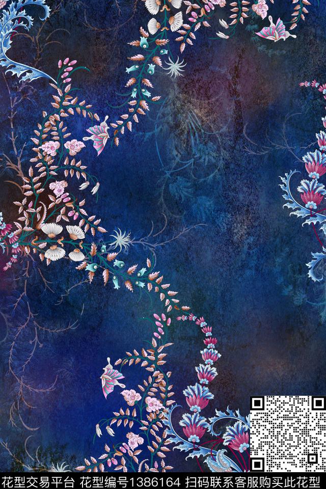 旗袍香云纱真丝数码印花华亿平台下载（图片编号: 1386164） - 瓦栏（Walan）