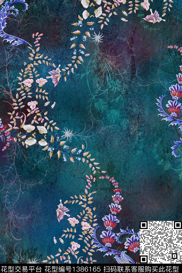 旗袍香云纱真丝数码印花华亿平台下载（图片编号: 1386165） - 瓦栏（Walan）