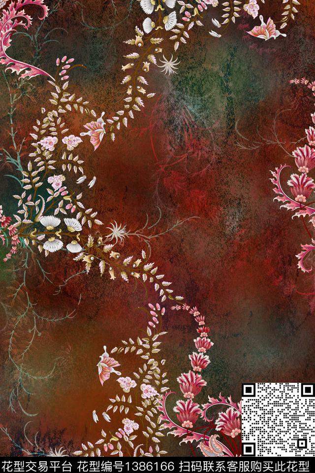 旗袍香云纱真丝数码印花华亿平台下载（图片编号: 1386166） - 瓦栏（Walan）