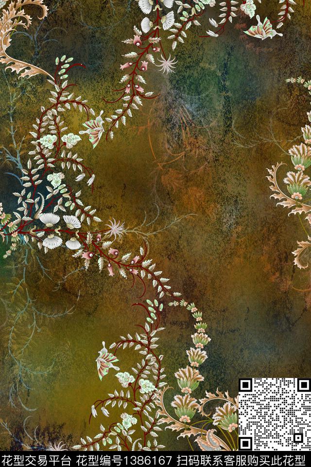 旗袍香云纱真丝数码印花华亿平台下载（图片编号: 1386167） - 瓦栏（Walan）