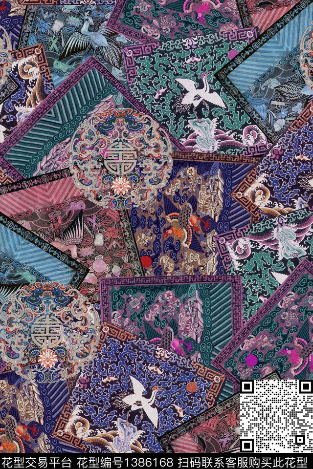 香云纱真丝混合拼接数码印花华亿平台下载（图片编号: 1386168） - 瓦栏（Walan）