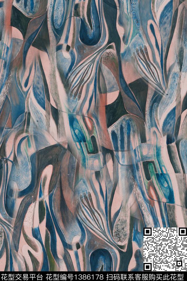 几何肌理真丝数码印花华亿平台下载（图片编号: 1386178） - 瓦栏（Walan）