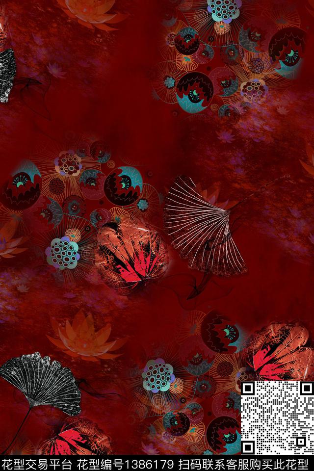 几何香云纱抽象数码印花华亿平台下载（图片编号: 1386179） - 瓦栏（Walan）