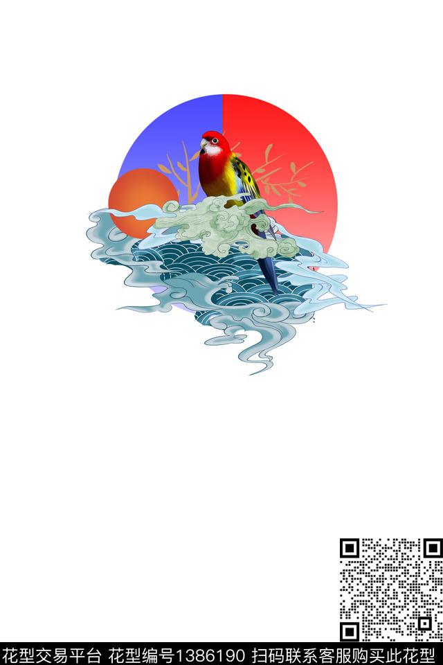 定位花中国风国潮数码印花华亿平台下载（图片编号: 1386190） - 瓦栏（Walan）