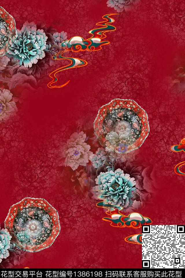 年轻女性香云纱中国风数码印花华亿平台下载（图片编号: 1386198） - 瓦栏（Walan）