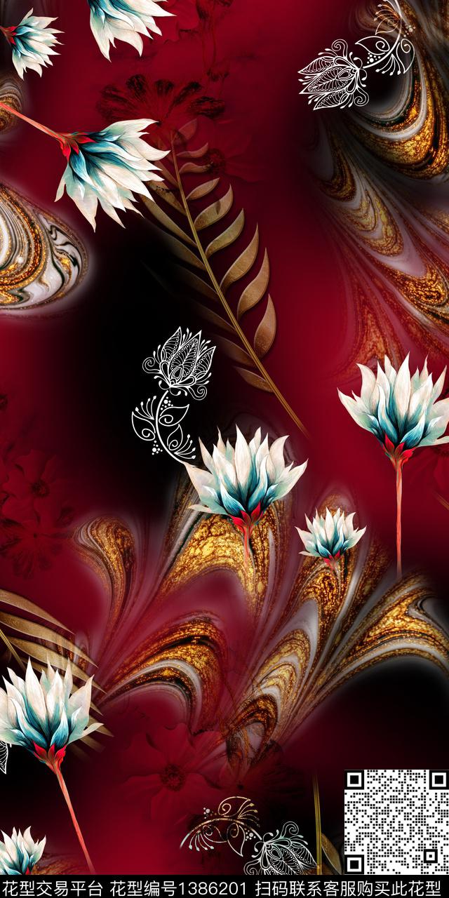 大牌风年轻女性抽象数码印花华亿平台下载（图片编号: 1386201） - 瓦栏（Walan）