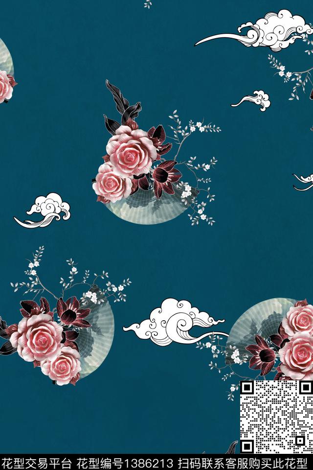 花卉香云纱真丝数码印花华亿平台下载（图片编号: 1386213） - 瓦栏（Walan）