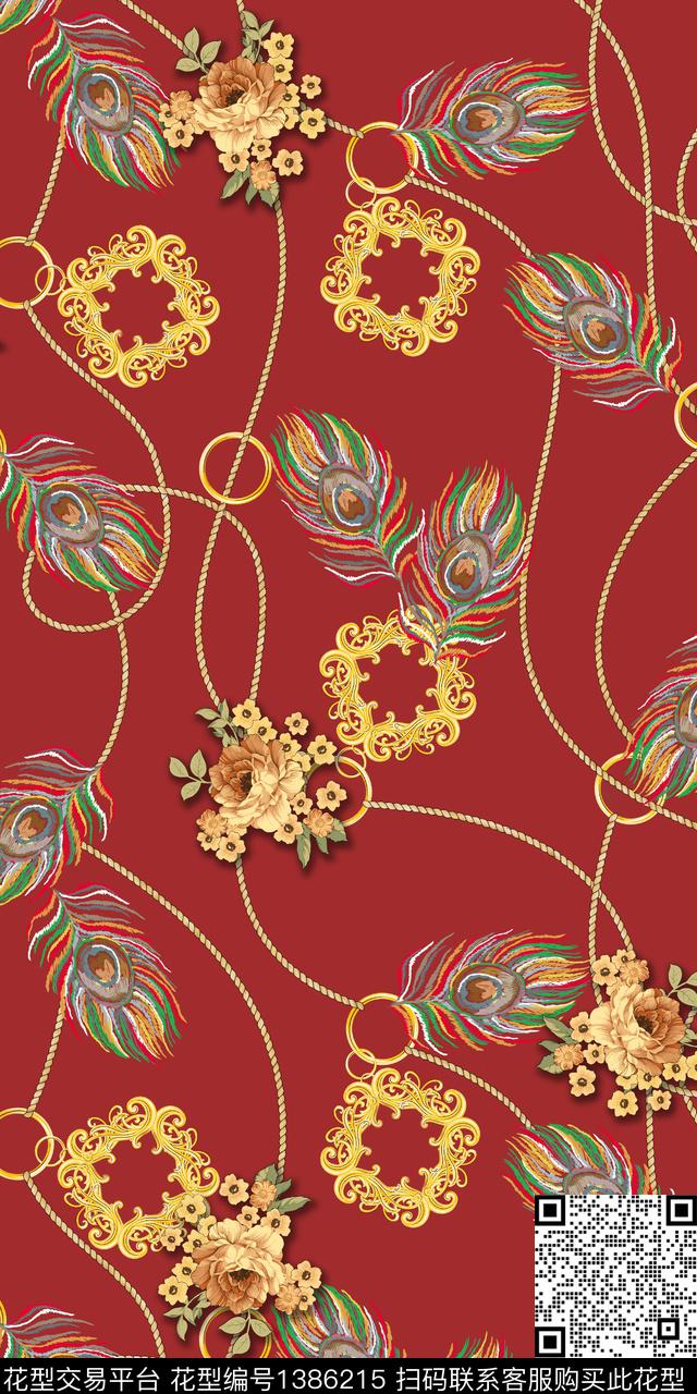 几何花卉大牌风数码印花华亿平台下载（图片编号: 1386215） - 瓦栏（Walan）