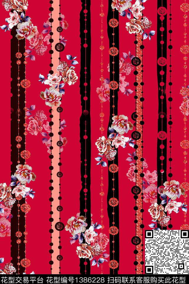 几何几何花卉抽象数码印花华亿平台下载（图片编号: 1386228） - 瓦栏（Walan）