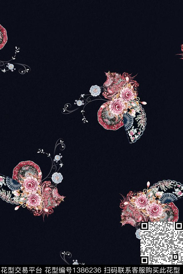 旗袍中国风真丝数码印花华亿平台下载（图片编号: 1386236） - 瓦栏（Walan）