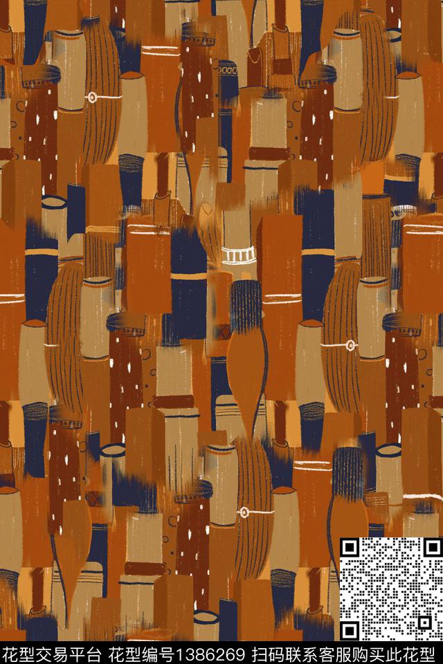 民族风真丝旗袍花几何拼贴花数码印花华亿平台下载（图片编号: 1386269） - 瓦栏（Walan）