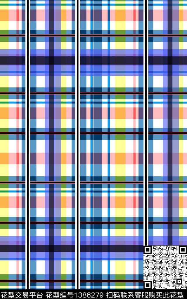 几何线条格子数码印花华亿平台下载（图片编号: 1386279） - 瓦栏（Walan）