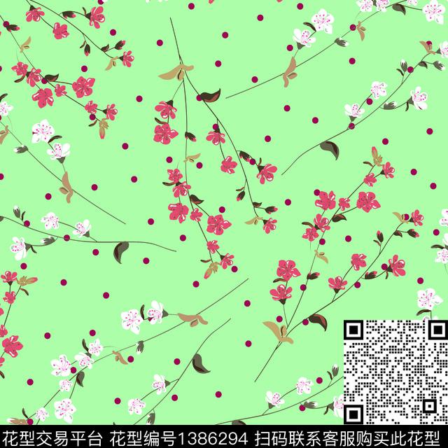 几何小碎花绿植传统印花华亿平台下载（图片编号: 1386294） - 瓦栏（Walan）