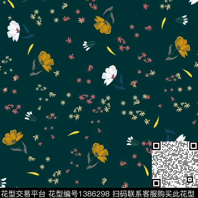 几何小碎花绿植传统印花华亿平台下载（图片编号: 1386298） - 瓦栏（Walan）