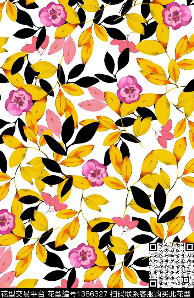 花卉大牌风小碎花数码印花华亿平台下载（图片编号: 1386327） - 瓦栏（Walan）
