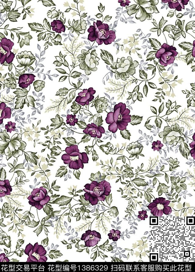 绿植树叶花卉大牌风数码印花华亿平台下载（图片编号: 1386329） - 瓦栏（Walan）