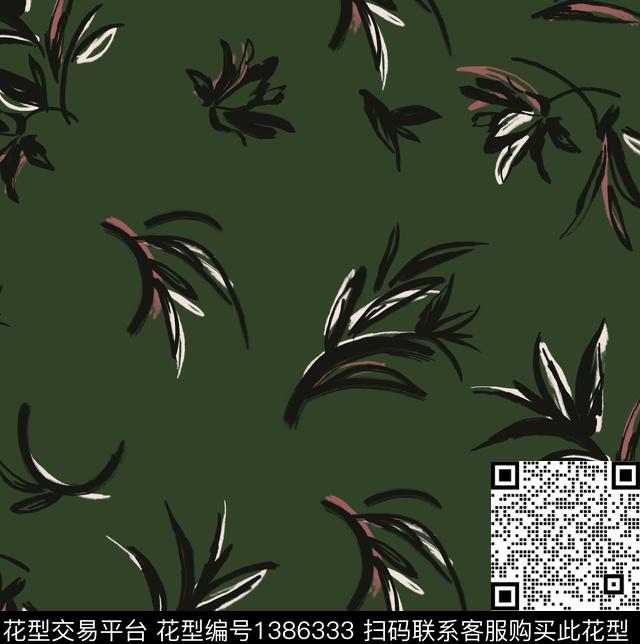 绿植树叶扎染华亿平台大牌风数码印花华亿平台下载（图片编号: 1386333） - 瓦栏（Walan）