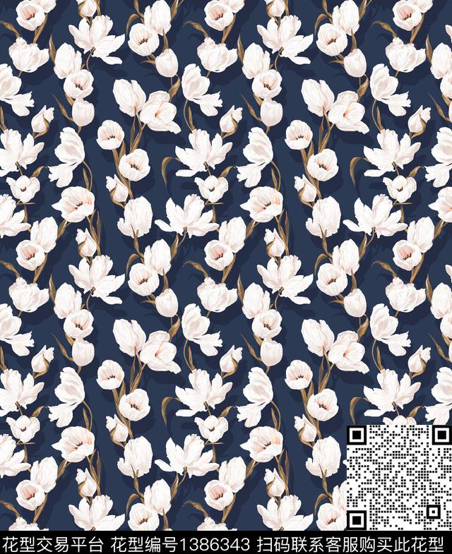 几何定位花花卉数码印花华亿平台下载（图片编号: 1386343） - 瓦栏（Walan）