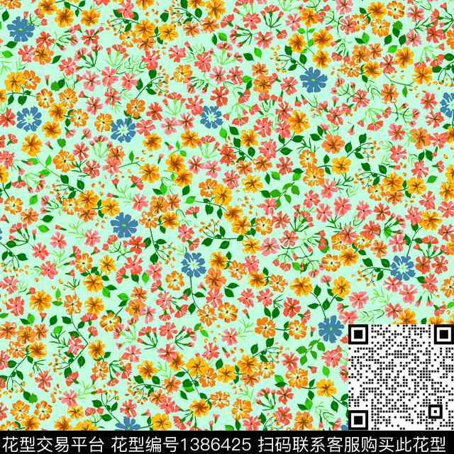 几何小碎花绿植传统印花华亿平台下载（图片编号: 1386425） - 瓦栏（Walan）