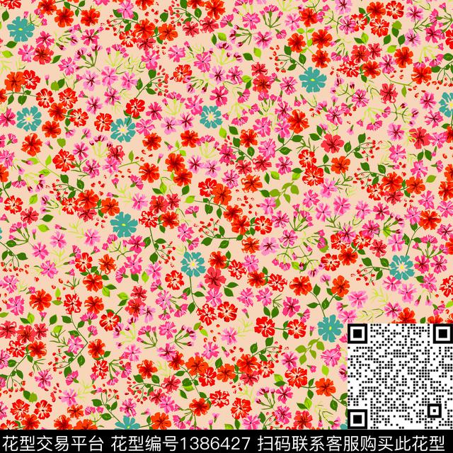 几何小碎花绿植传统印花华亿平台下载（图片编号: 1386427） - 瓦栏（Walan）