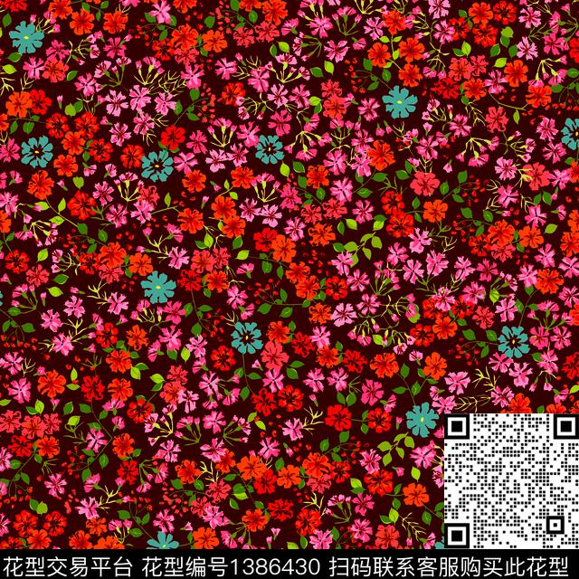 几何小碎花绿植传统印花华亿平台下载（图片编号: 1386430） - 瓦栏（Walan）