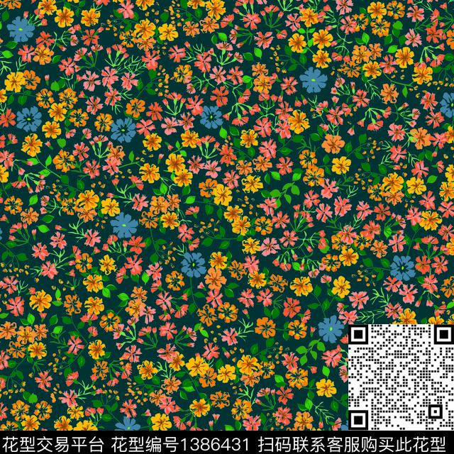 几何小碎花绿植传统印花华亿平台下载（图片编号: 1386431） - 瓦栏（Walan）