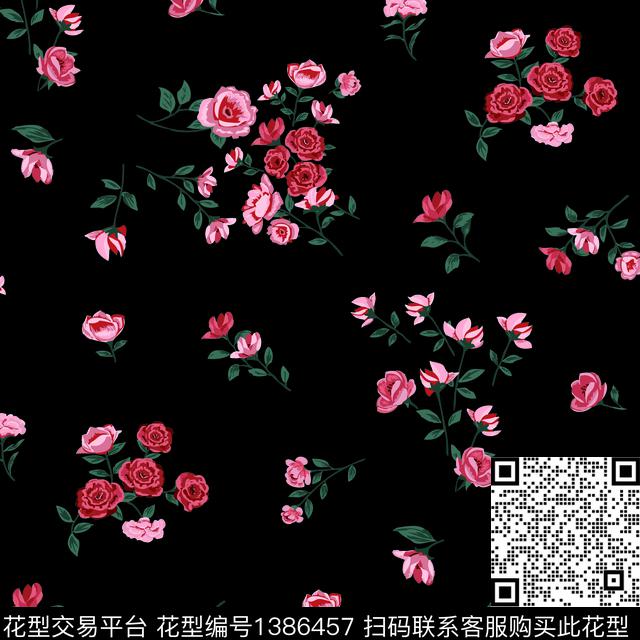 几何花卉小碎花数码印花华亿平台下载（图片编号: 1386457） - 瓦栏（Walan）