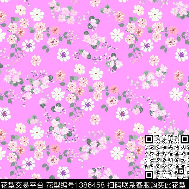 几何花卉小碎花数码印花华亿平台下载（图片编号: 1386458） - 瓦栏（Walan）