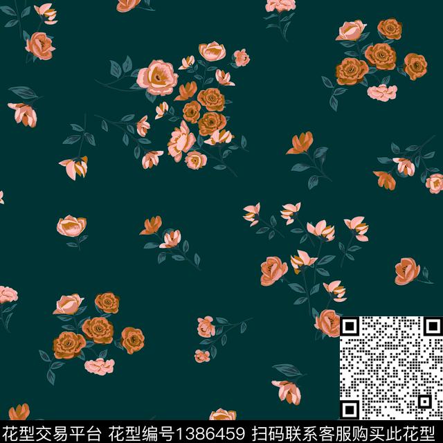 几何花卉小碎花数码印花华亿平台下载（图片编号: 1386459） - 瓦栏（Walan）