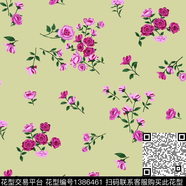 几何花卉小碎花数码印花华亿平台下载（图片编号: 1386461） - 瓦栏（Walan）