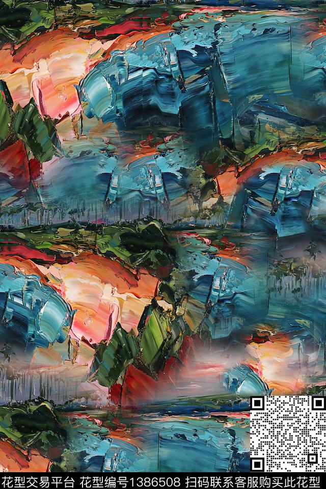 肌理抽象花卉抽象男装数码印花华亿平台下载（图片编号: 1386508） - 瓦栏（Walan）