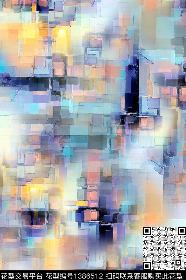 肌理扎染华亿平台抽象花卉数码印花华亿平台下载（图片编号: 1386512） - 瓦栏（Walan）