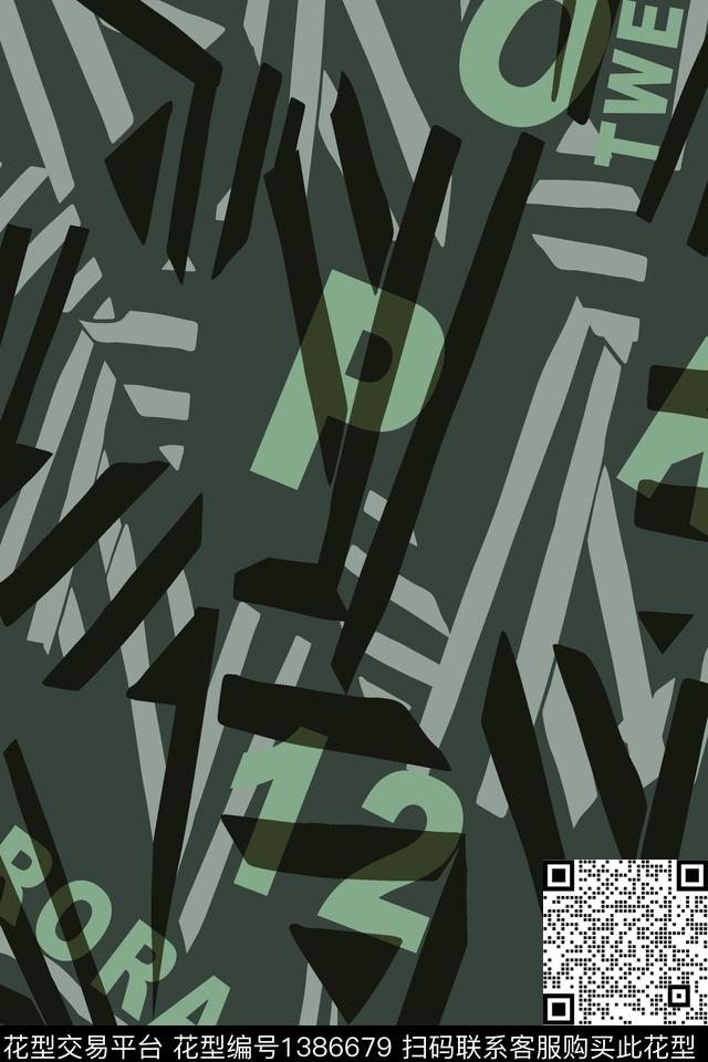 几何字母男装满版花传统印花华亿平台下载（图片编号: 1386679） - 瓦栏（Walan）