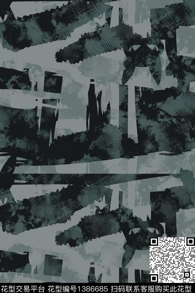 几何男装满版花迷彩传统印花华亿平台下载（图片编号: 1386685） - 瓦栏（Walan）