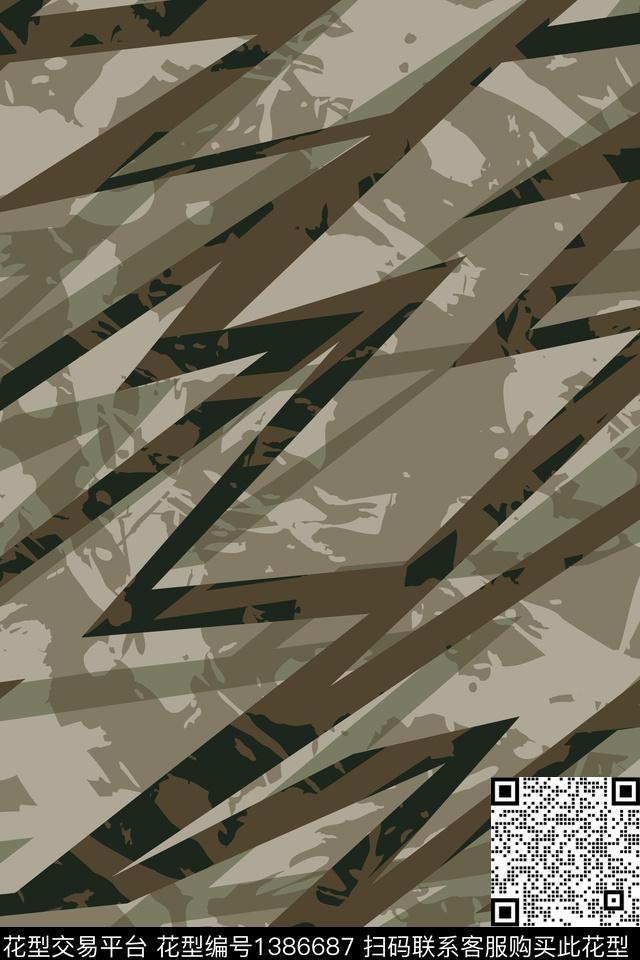 几何男装满版花迷彩传统印花华亿平台下载（图片编号: 1386687） - 瓦栏（Walan）