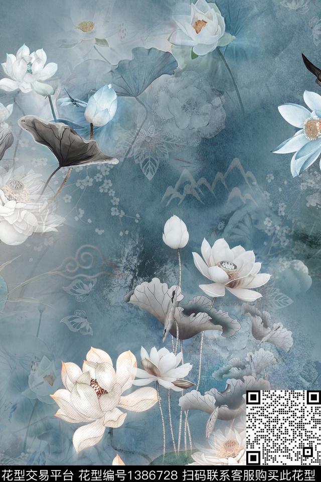 香云纱中国风真丝数码印花华亿平台下载（图片编号: 1386728） - 瓦栏（Walan）