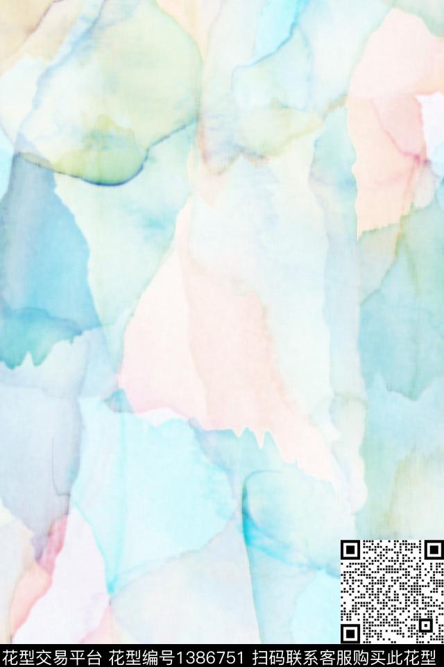 肌理水彩抽象数码印花华亿平台下载（图片编号: 1386751） - 瓦栏（Walan）