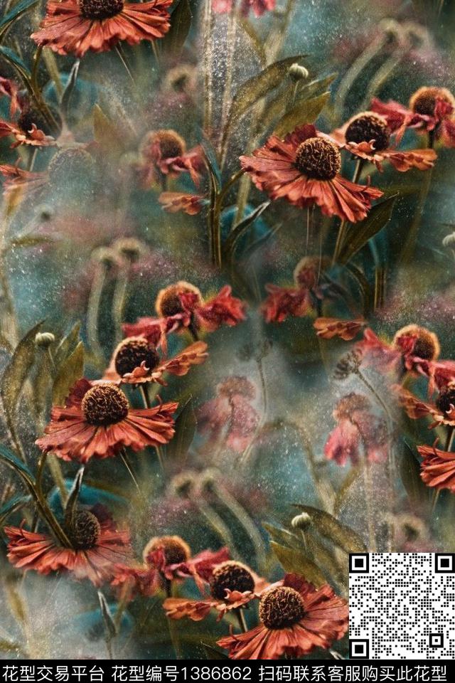 蒲公英花卉朦胧花卉数码印花华亿平台下载（图片编号: 1386862） - 瓦栏（Walan）