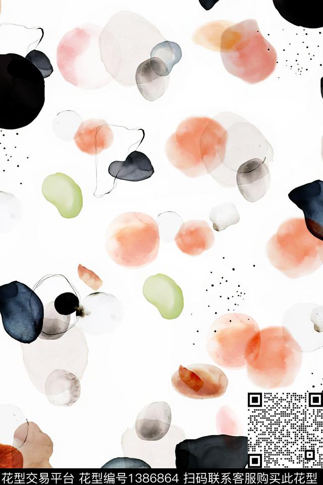 肌理抽象花卉大牌风数码印花华亿平台下载（图片编号: 1386864） - 瓦栏（Walan）