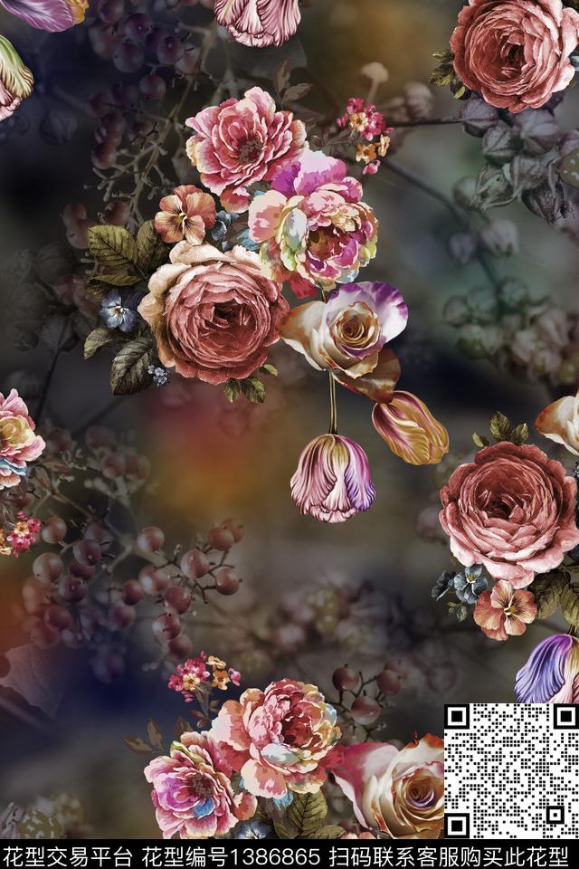 绿植树叶花卉雕印华亿平台数码印花华亿平台下载（图片编号: 1386865） - 瓦栏（Walan）