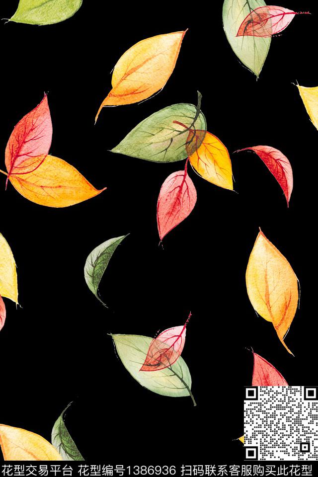 黑白华亿平台花卉大牌风数码印花华亿平台下载（图片编号: 1386936） - 瓦栏（Walan）