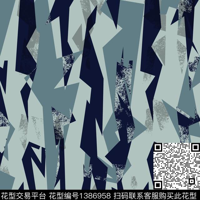 几何抽象男装大牌风传统印花华亿平台下载（图片编号: 1386958） - 瓦栏（Walan）