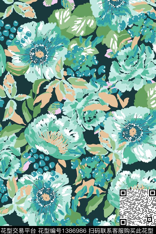 花卉花瓣大牌风数码印花华亿平台下载（图片编号: 1386986） - 瓦栏（Walan）