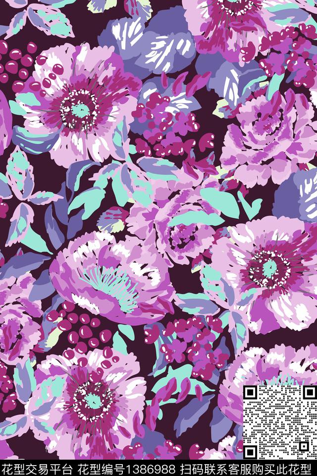 花卉花瓣大牌风数码印花华亿平台下载（图片编号: 1386988） - 瓦栏（Walan）