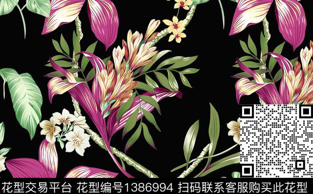 几何绿植树叶男装数码印花华亿平台下载（图片编号: 1386994） - 瓦栏（Walan）